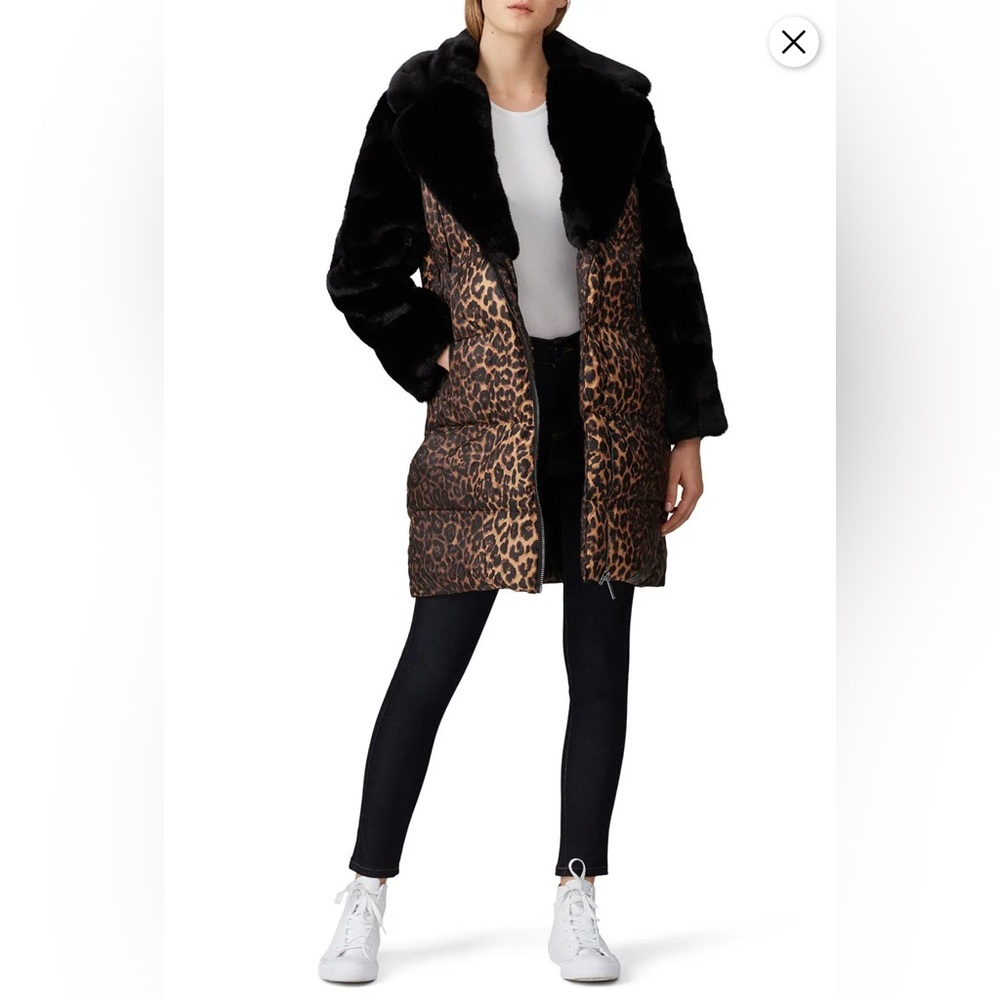 Heurueh Leopard Print Faux Fur Space Suit Women's Puffer Coat Sz Small RTR piece